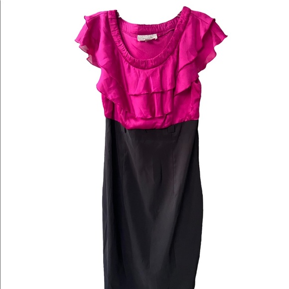 Robe Fille Z. Byoon Taille 6 - Rose Et Noir - 100% Polyester - Manches Courtes - Longueur Genou - Neuf Sans étiquettes